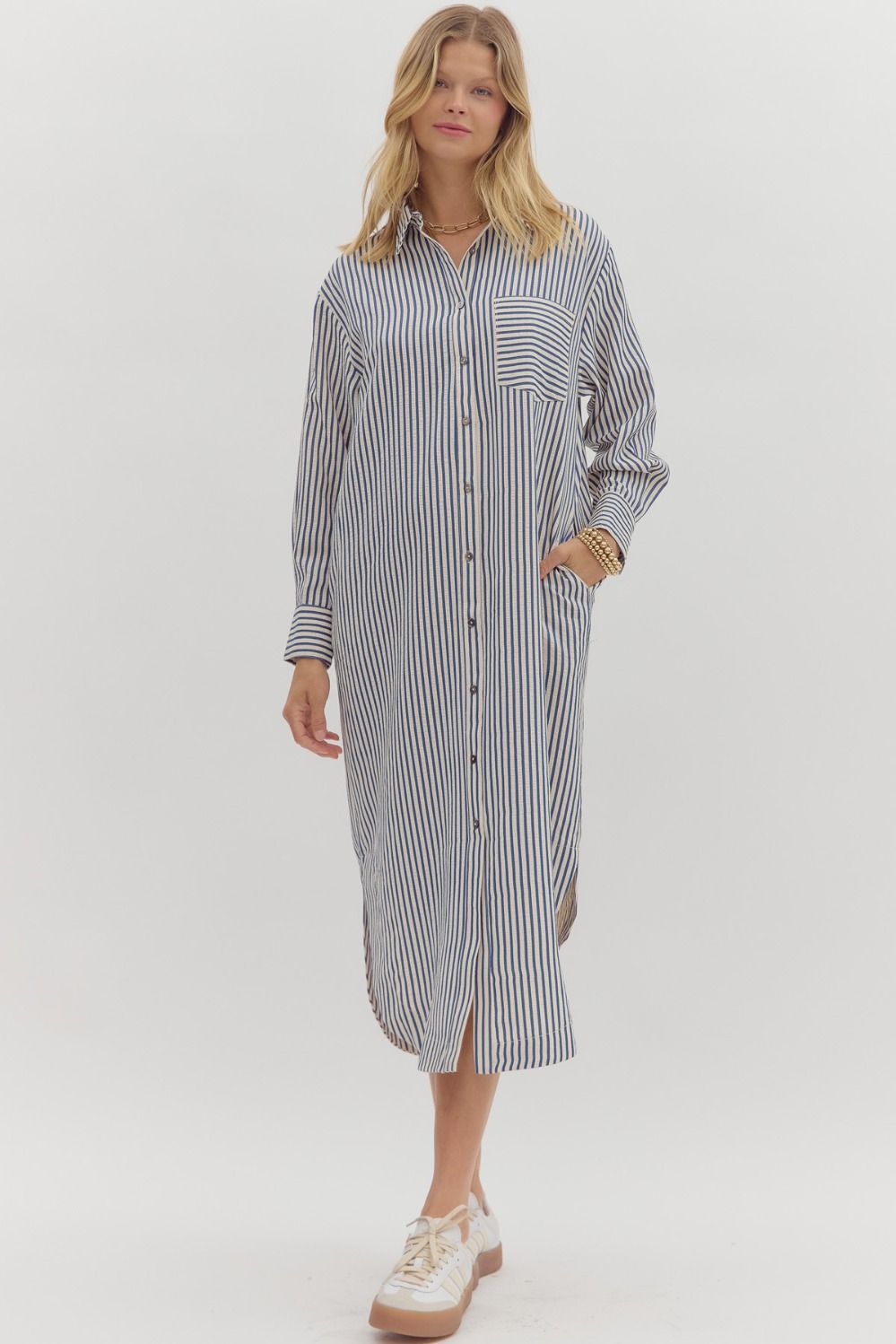 Coastal Sunday Midi Shirt Dress