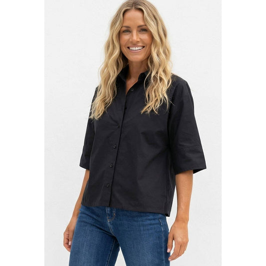 Boxy Half Sleeve Button Up Shirt