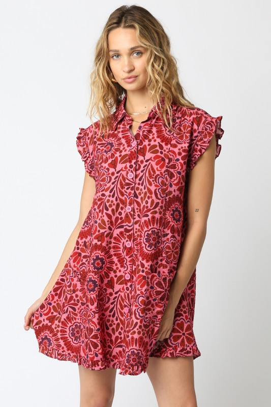 Falling For Florals Button Up Mini Dress