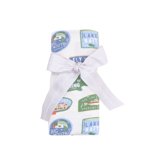 Angel Dear Bait Shop Signage Swaddle Blanket