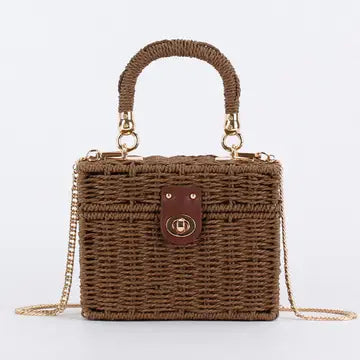 Leisure Rope Woven Bag In Dark Brown