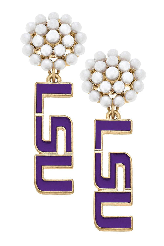 LSU Pearl Drop Earrings