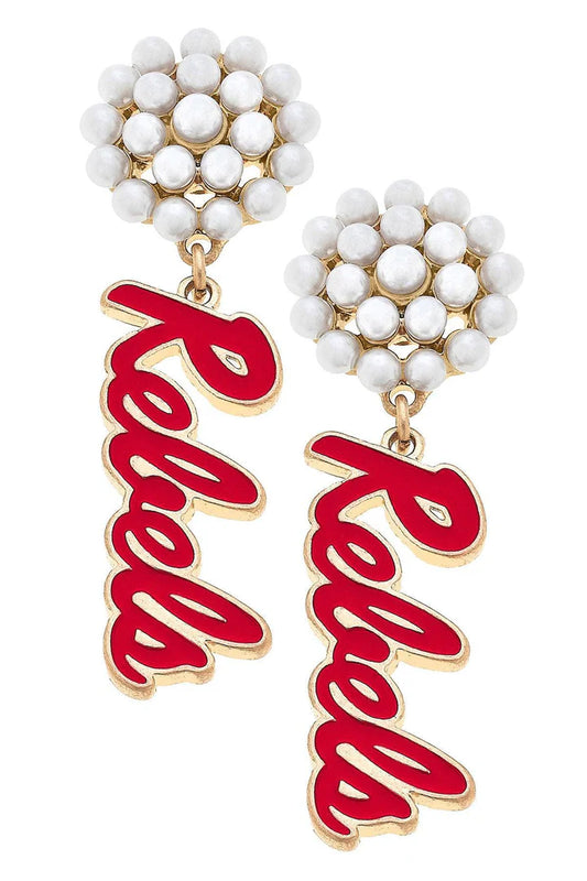 Ole Miss Rebels Pearl Drop Earrings