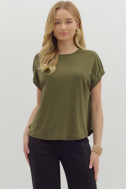 Pop Of Fall Top In Olive