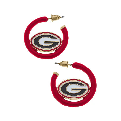 Georgia Bulldogs Women's Enamel Logo Open Hoop Earrings