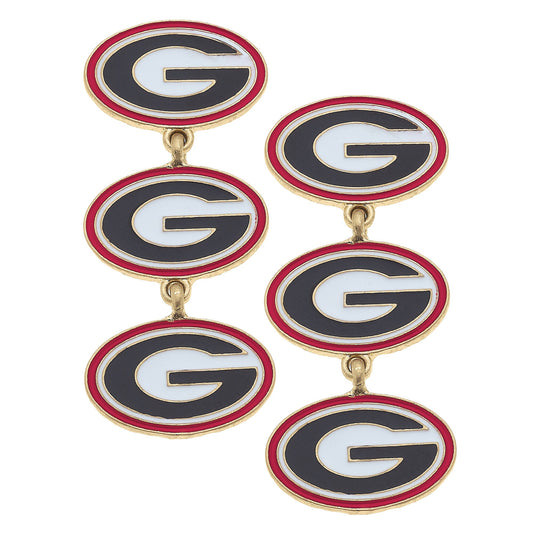 Georgia Bulldogs Triple Drop Earrings