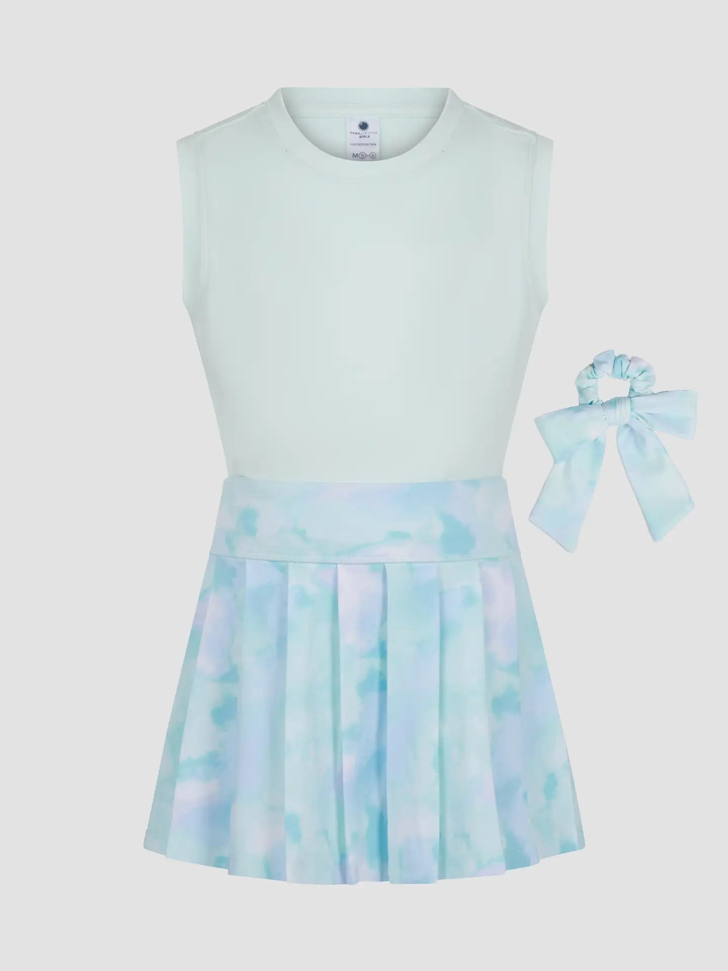 Little Girl Blue Tye Die Tank Top, Pleated Skort, Scrunchie