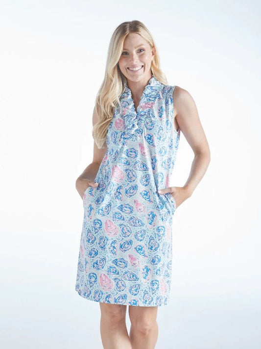 Weekend In Charleston Sleeveless Dress In Oyster Print