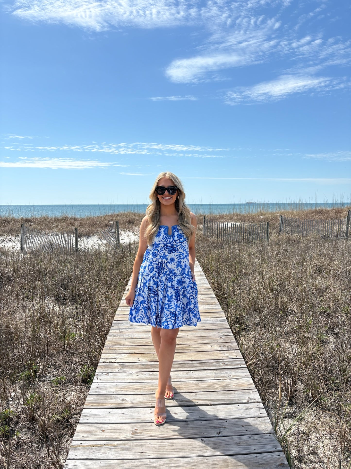 Blue Skies Floral Strap Dress