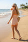 Cotton Denim Stripe Tube Romper with Wrap Skirt in Orange