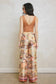 Conversational Border Print Tie Front Relaxed Pants