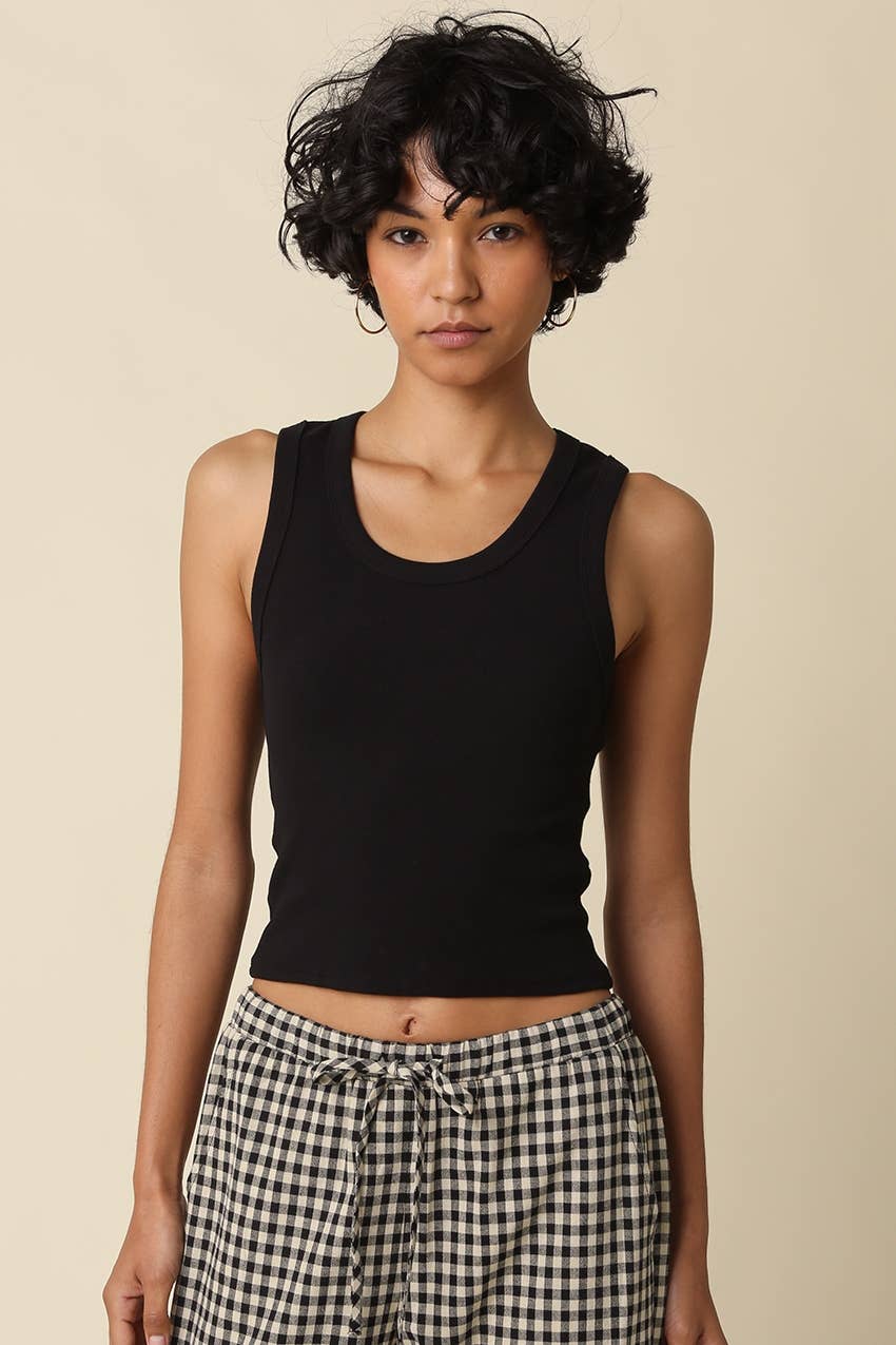 Jane Ribbed Scoop Neck Crop Tank