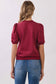 Game Day Crew Neck Short Puff Sleeves Knit Top