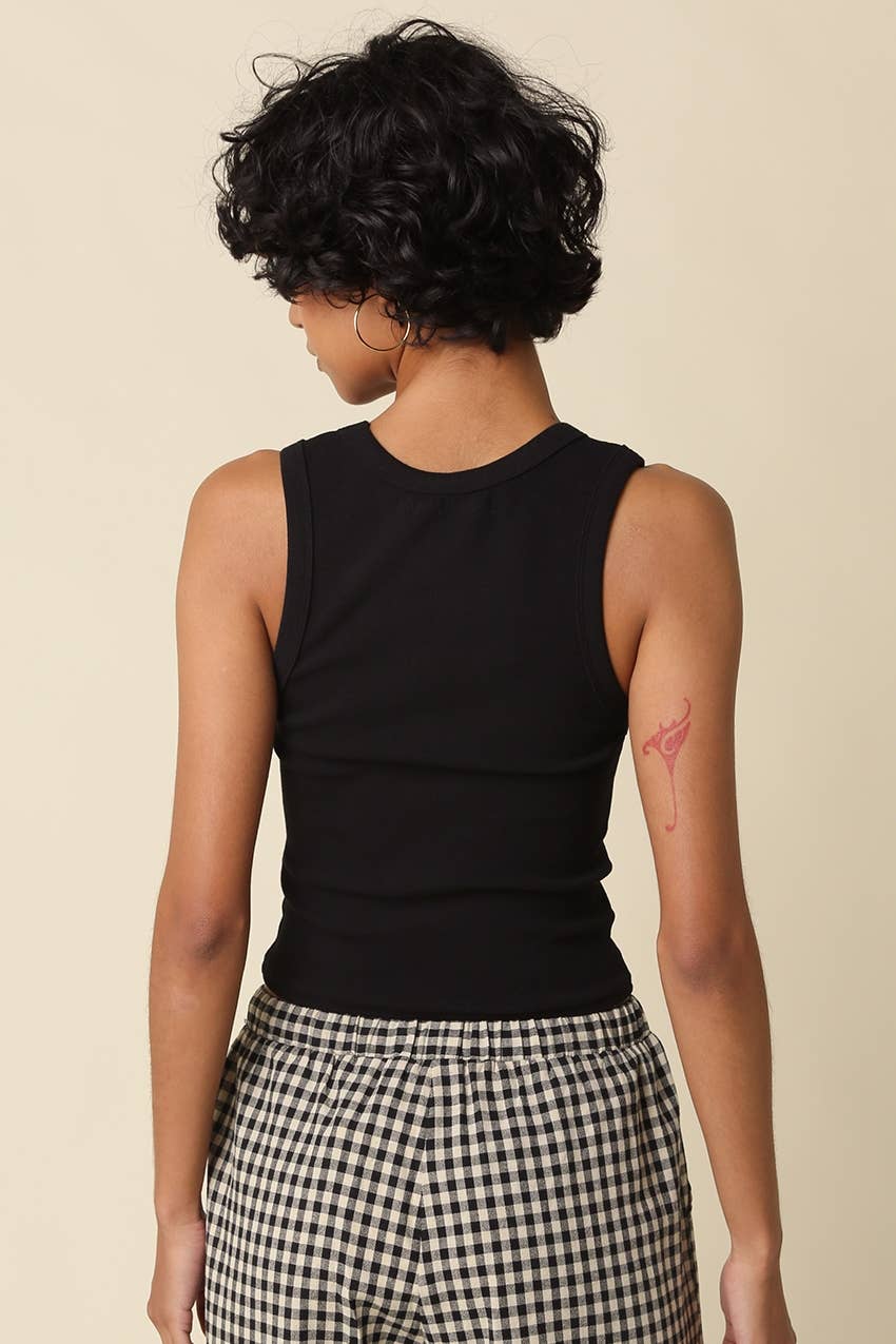 Jane Ribbed Scoop Neck Crop Tank