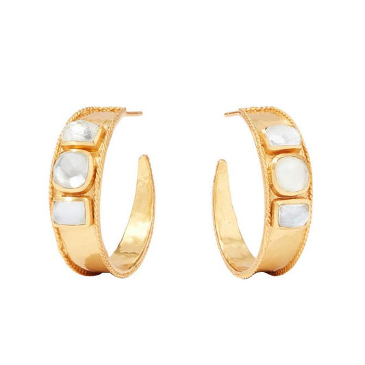 Julie Vos Savory Statement Hoop Earrings Iridescent Clear Crystal