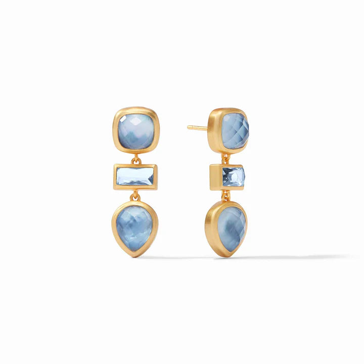 Julie Vos Antonia Tier Earring Iridescent Chalcedony Blue