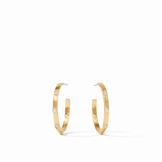 Julie Vos Crescent Stone Hoop Cubic Zirconia Medium