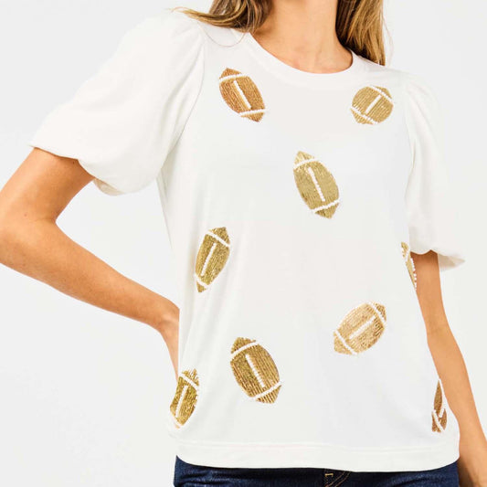 Mary Square Sequin Footballs Tina Top