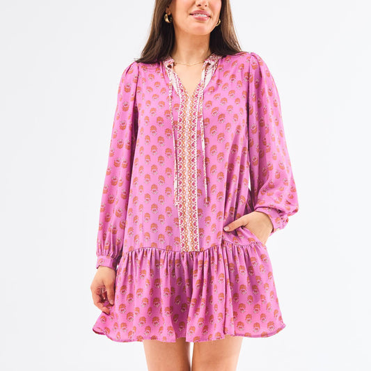 Mary Square Floral Foulard Pink Natasha Dress