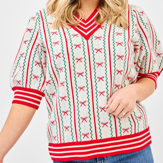 Mary Square Bow Faith Sweater