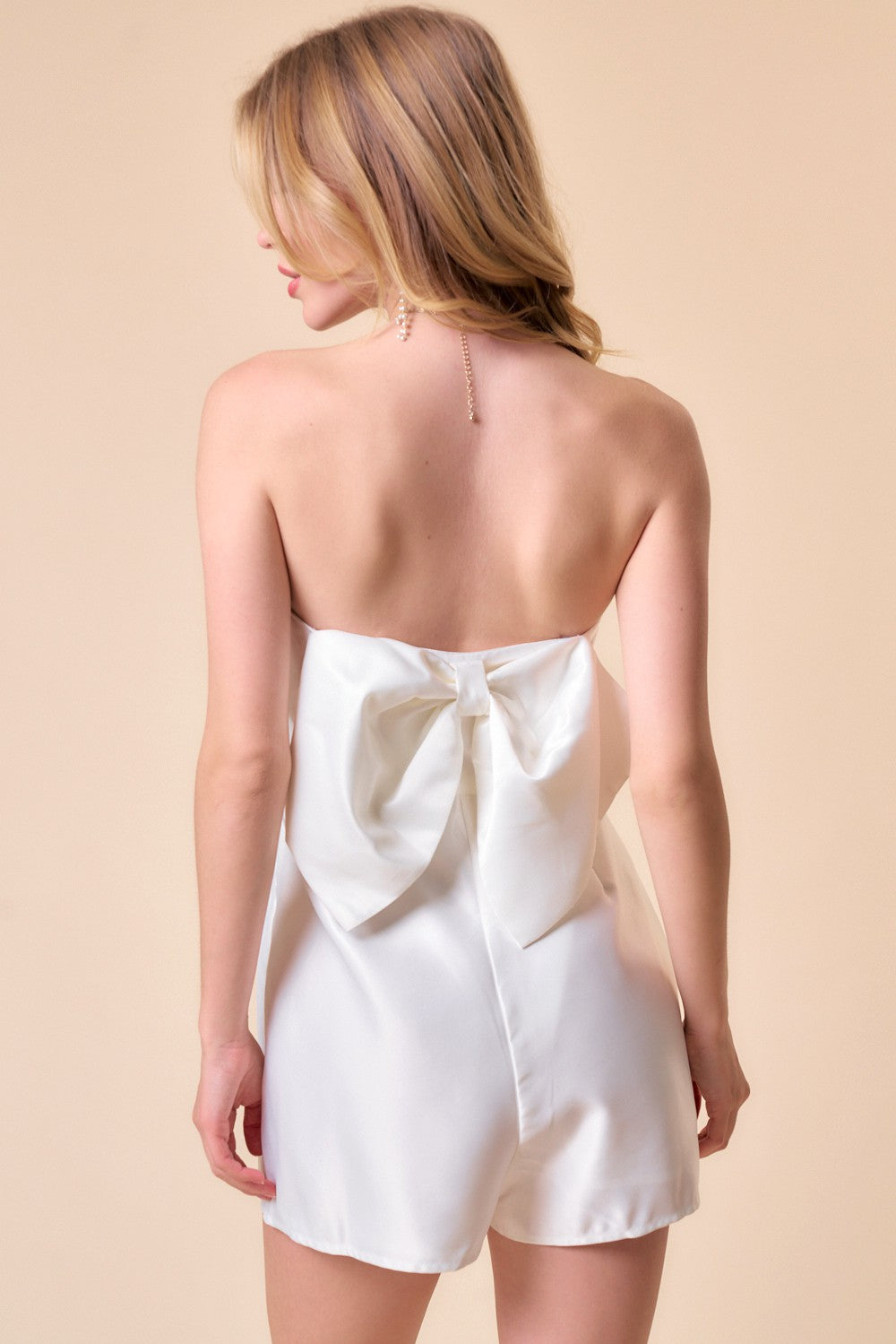 Bow Back Romper in White