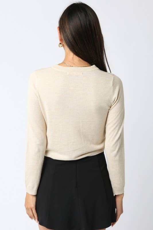 Gianna Knit Cardigan Top in Natural