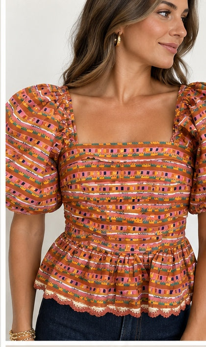 Cider Season Puff Sleeve Top