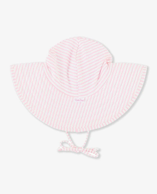 RuffleButts Pink Seersucker Swim Hat
