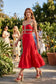 Between the Hedges Midi Dress in Red/Black