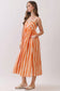 Stripe Empire Waist Midi Dress in Orange Stripe