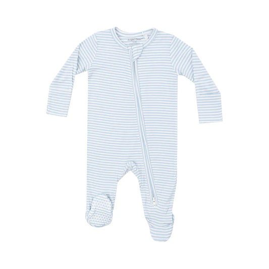 Angel Dear Light Blue Stripe 2 Way Zipper Footie