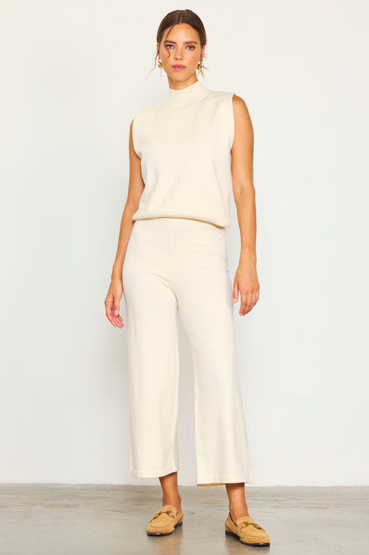 On the Go Crop Knit Pant in Cream