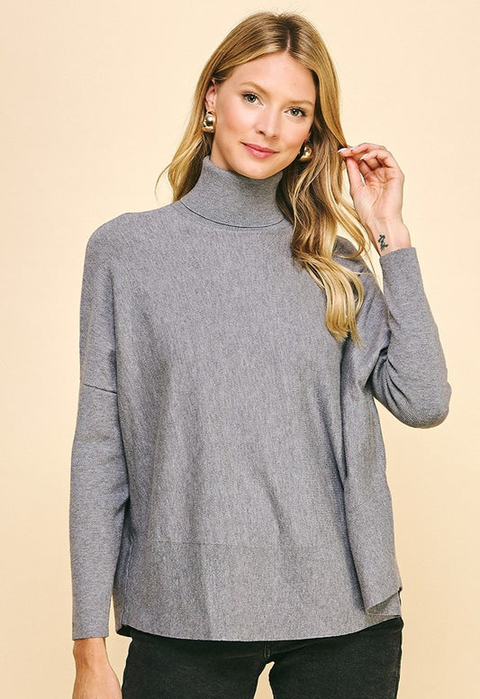 Turtleneck Sweater Tunic in Gray