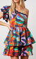 Tropical Abstract One Shoulder Ruffle Dress