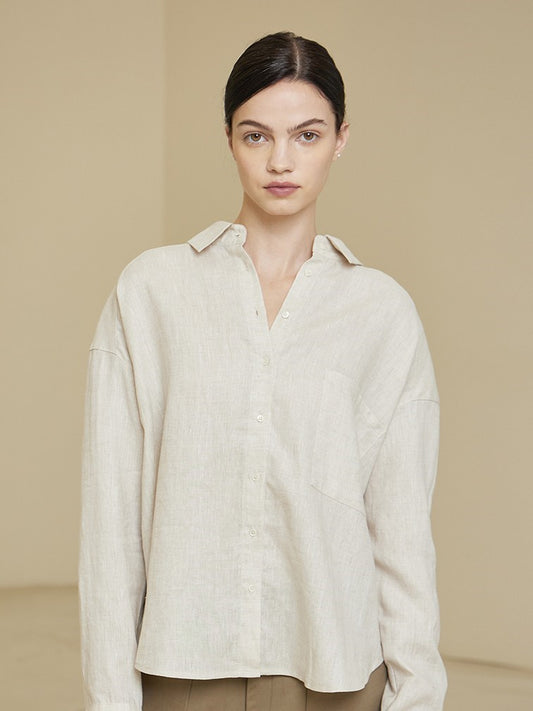 Captiva Oversized Linen Shirt in Oatmeal