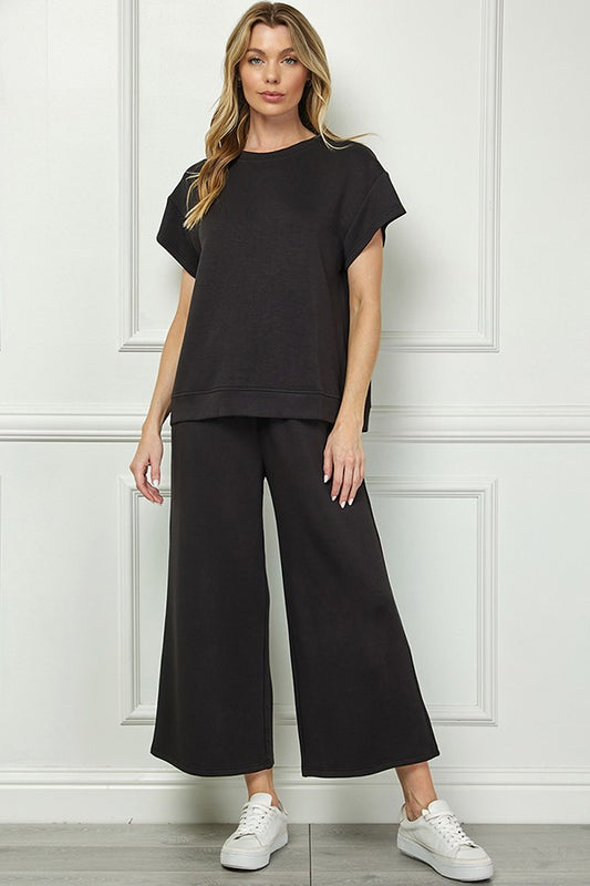 Air Essentials Cropped Pant Set in Black