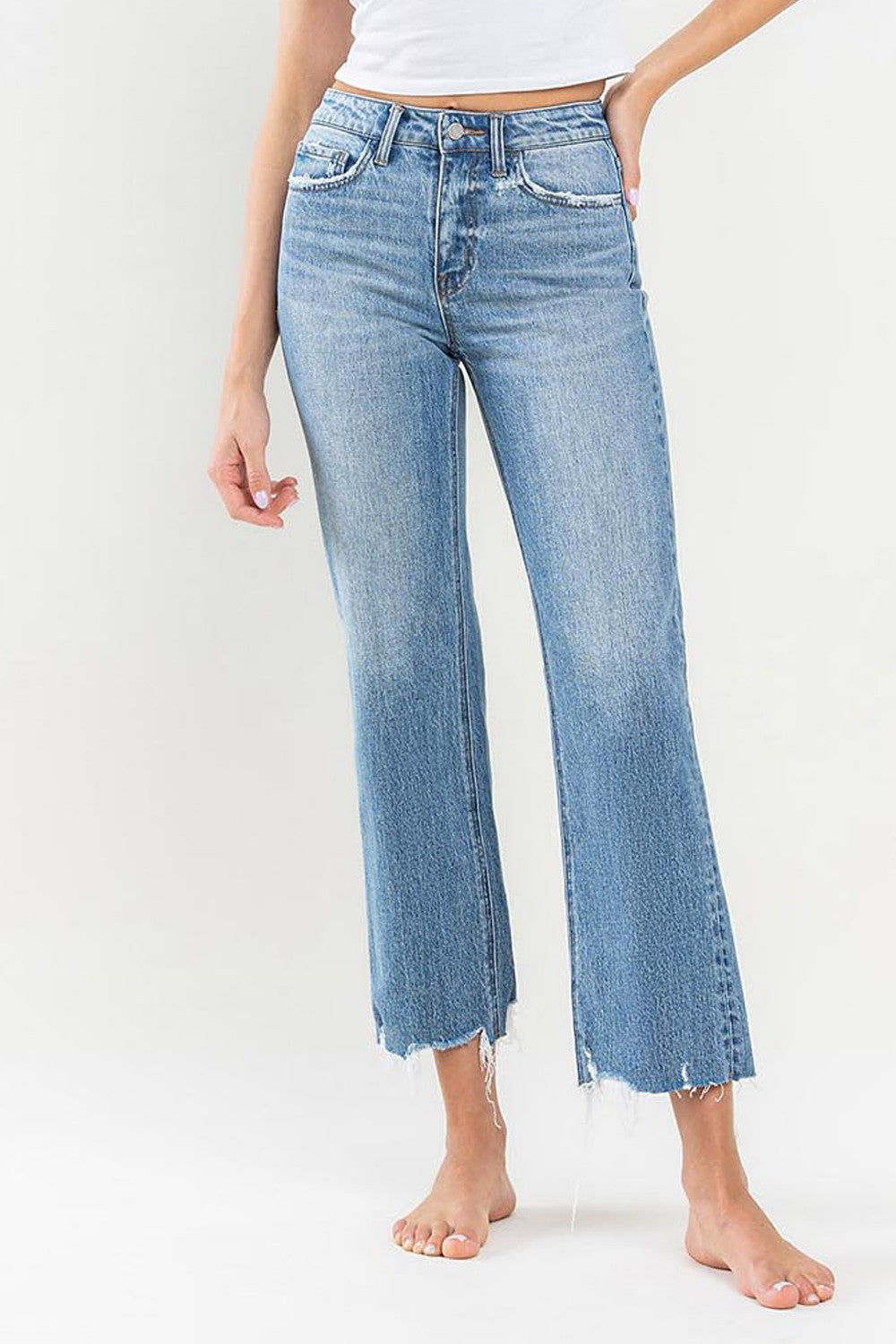 Olivia High Rise Crop Wide Leg Jean