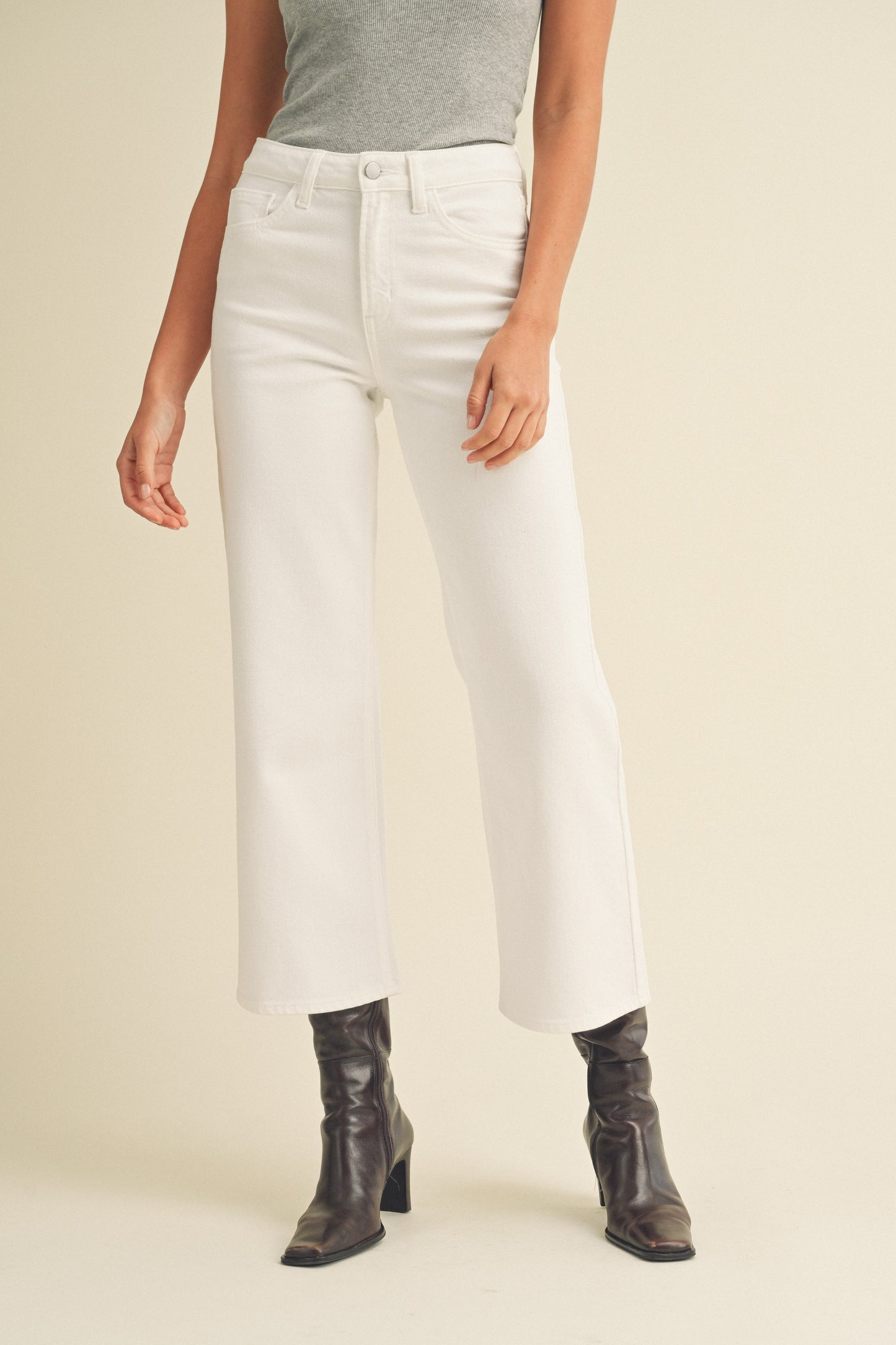 Allie Slim Wide Leg White Jeans