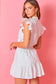 V Neck Smocked Waist Mini Romper Dress in White