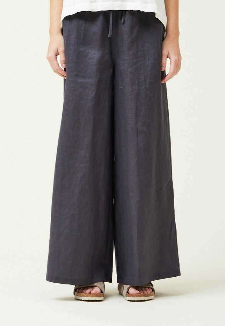 Biscayne Drawstring Linen Pants Carbon