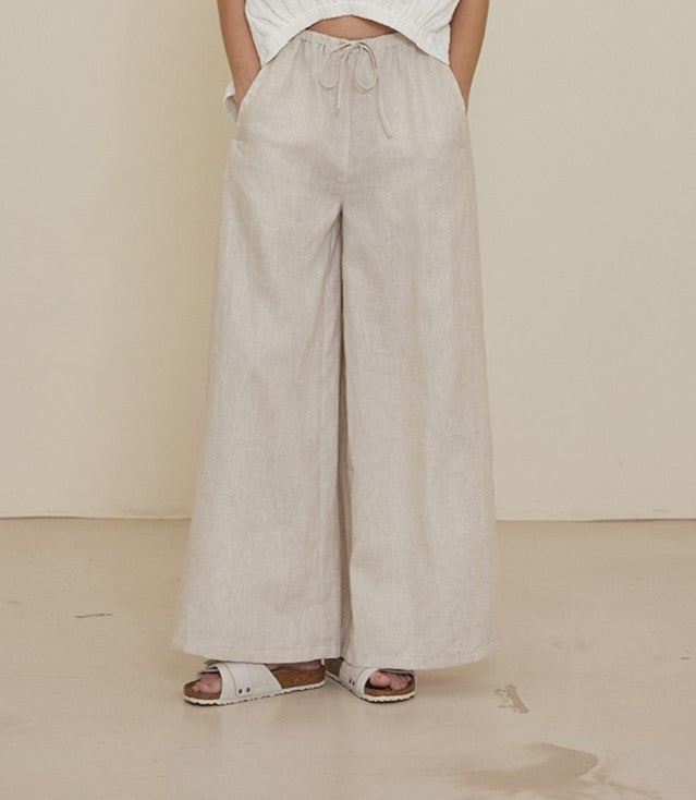 Biscayne Drawstring Linen Pants Oatmeal