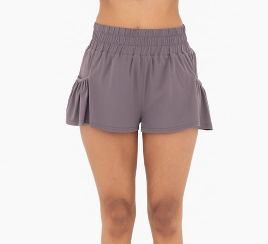 Get Your Flirt On Active Shorts in Gray