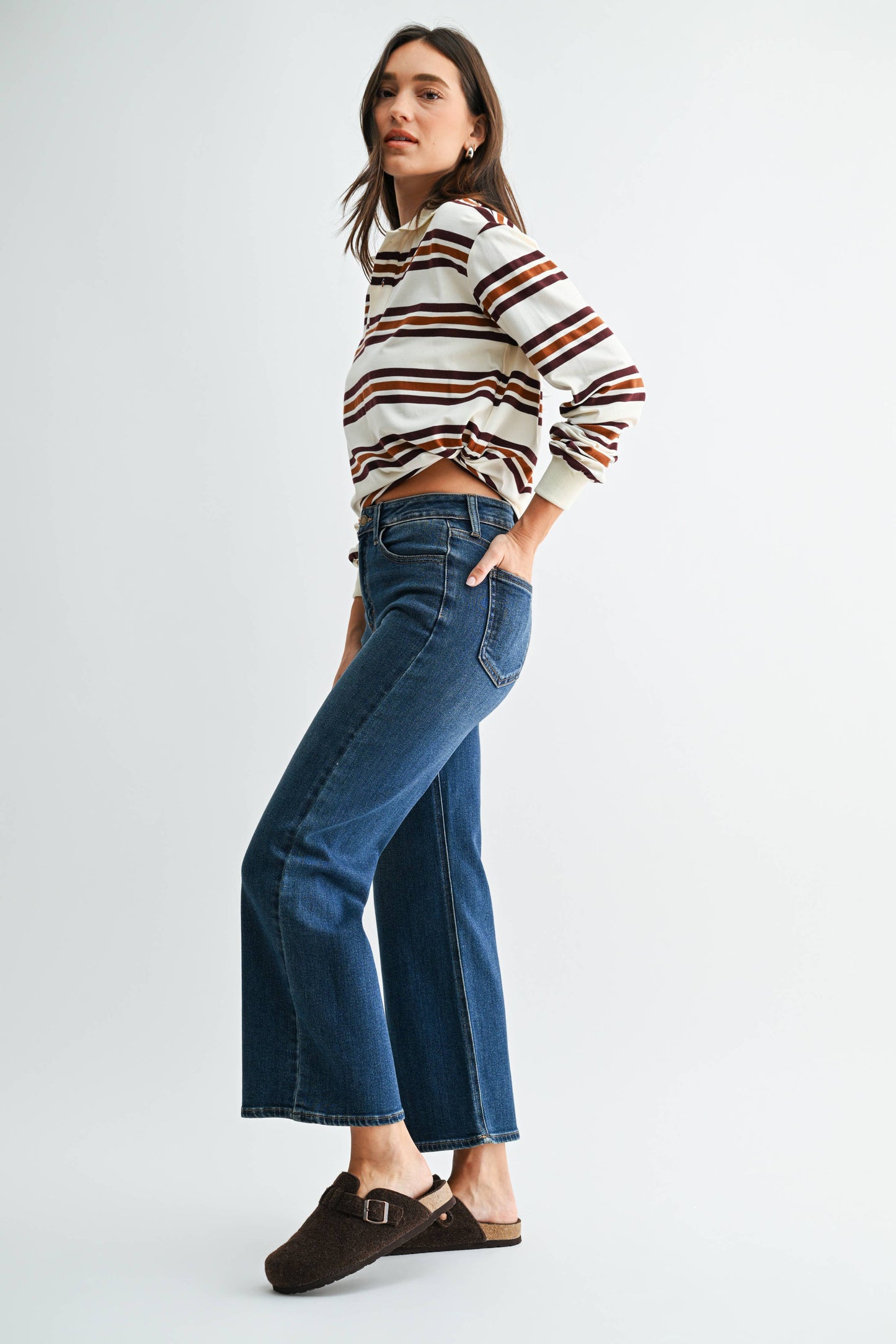 Allie Slim Wide Leg Denim in Dark