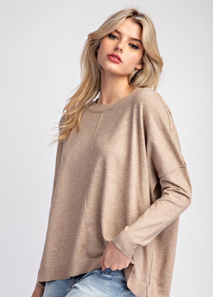 Round Neck Light Weight Sweater in Oatmeal