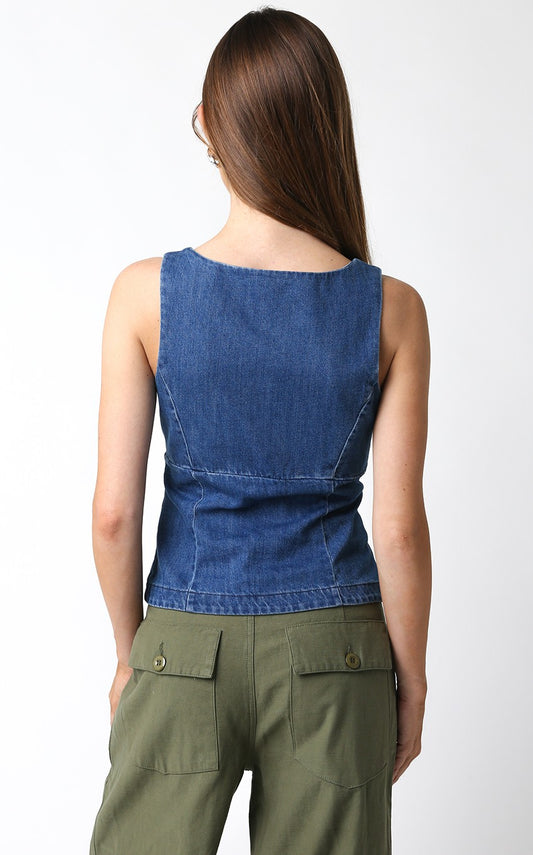 Danica Denim Zipper Top