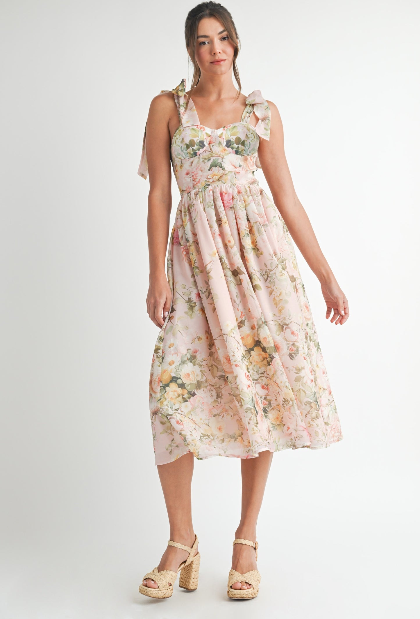 Powder Pink Floral Detail Midi