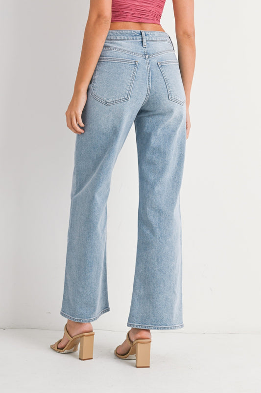 Hailey HR Full Length Straight Jean In Light Denim