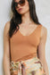 V Neck Double Faced Top in Clay
