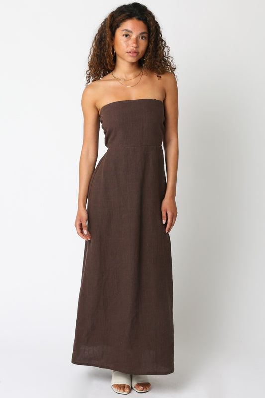 Irise Strapless Dress In Brown