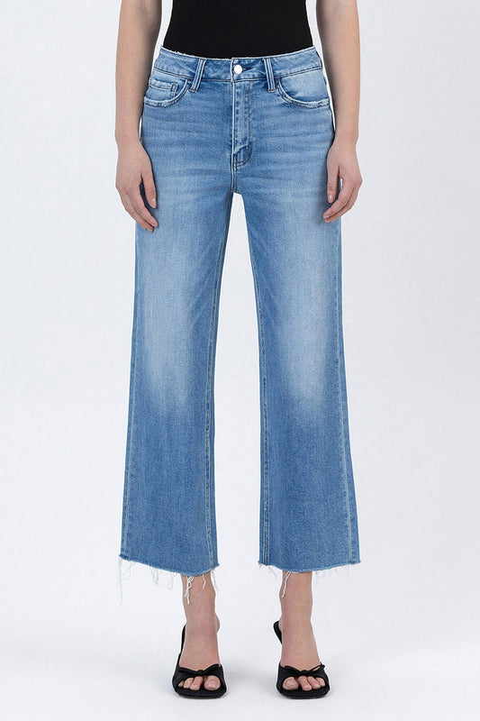 Anna High Rise Crop Slim Wide Jeans